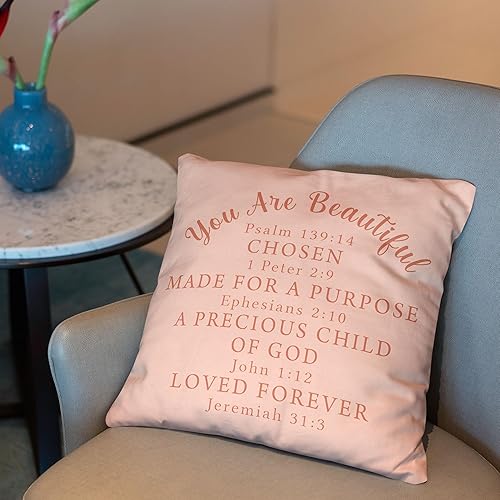Miniatura 4 de Funda de almohada reversible con texto en inglés "You are Beautiful Positive Affirmations en rosa rubor, decoración para el hogar, dormitorio, sala