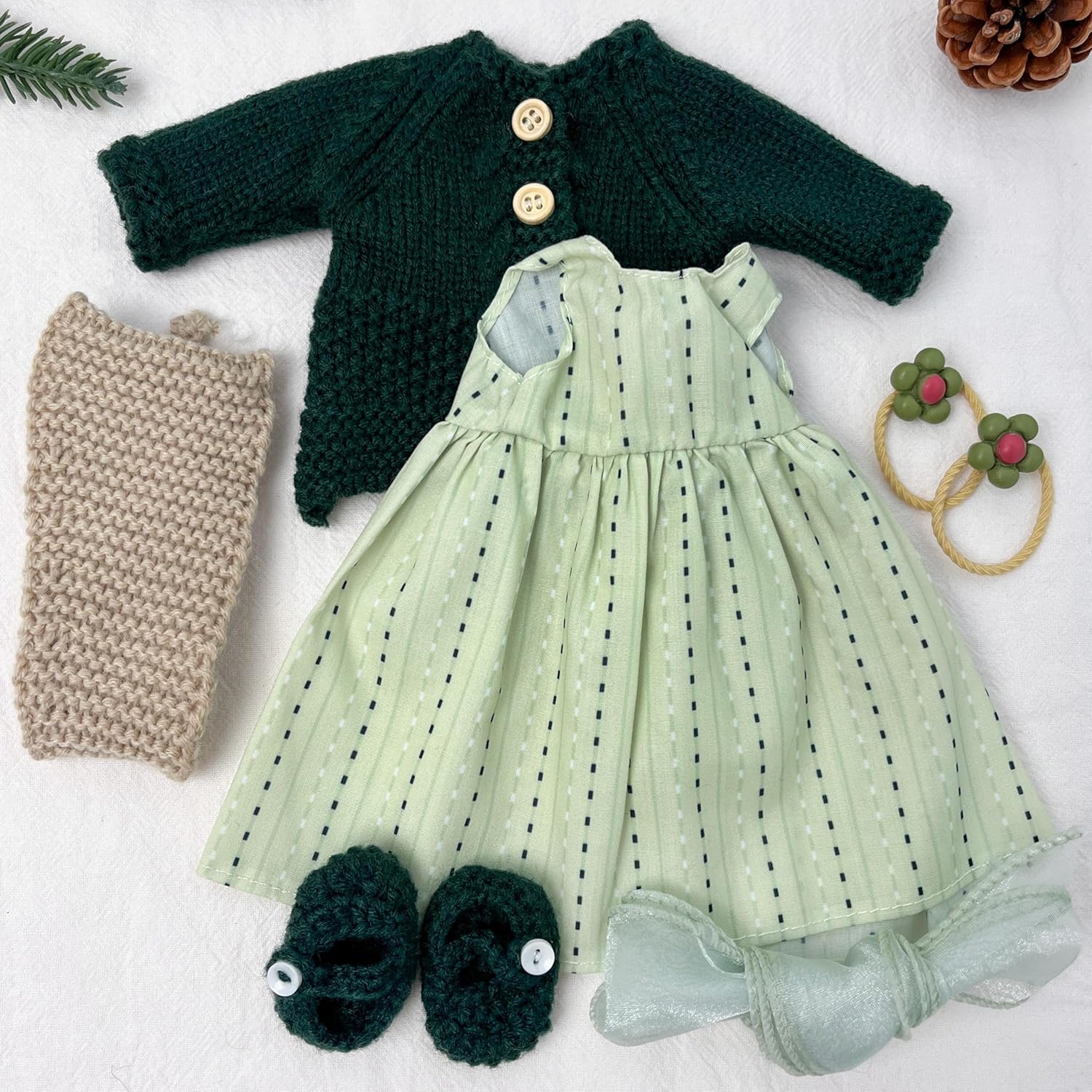 BlissfulPixie 12 inch Clothing Set Handmade Waldorf Doll Clothes with Beautiful Box for Girl Birthday Present-Ivory's Clothes Accessories