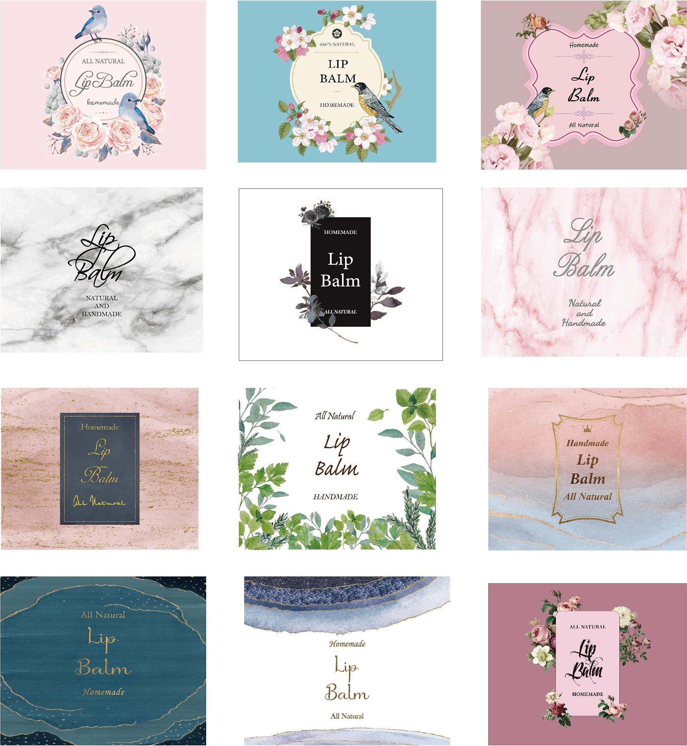 Homemade Skincare Products Adhesive Labels Stickers for Lip Balm Container Tubes (T9 Assorted 120pcs)