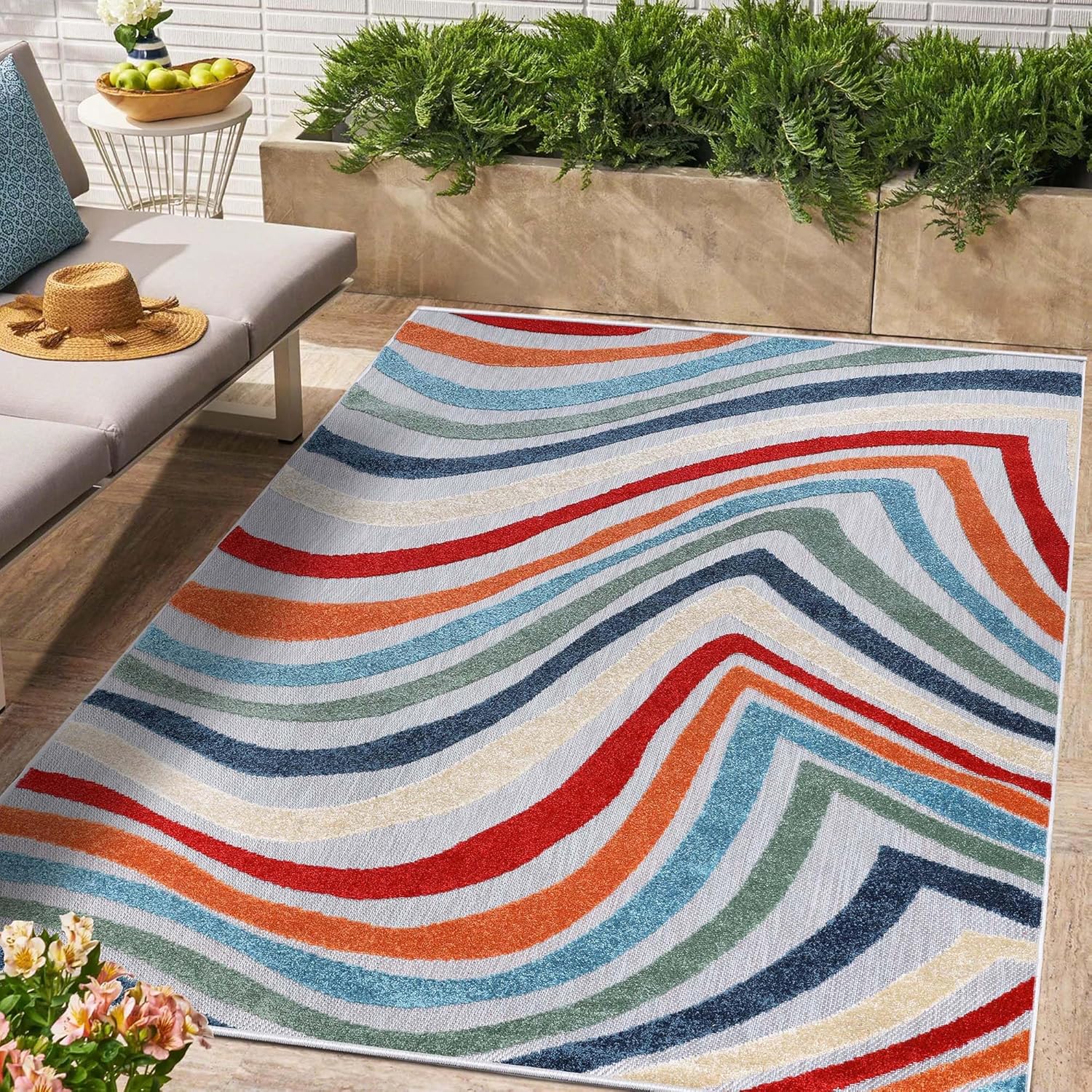 Amazon.com : Superior Wave Indoor Outdoor Area Rug, Perfect for Patio ...