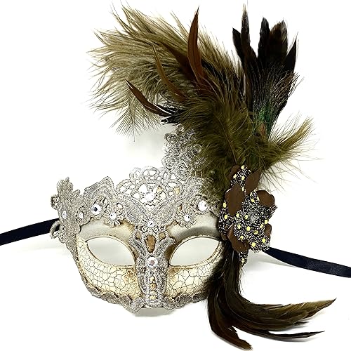 Miniatura 5 de Disfraz de mujer y niña, máscara veneciana de plumas para mascarada, máscara de Halloween, Mardi Gras, fiesta de cosplay