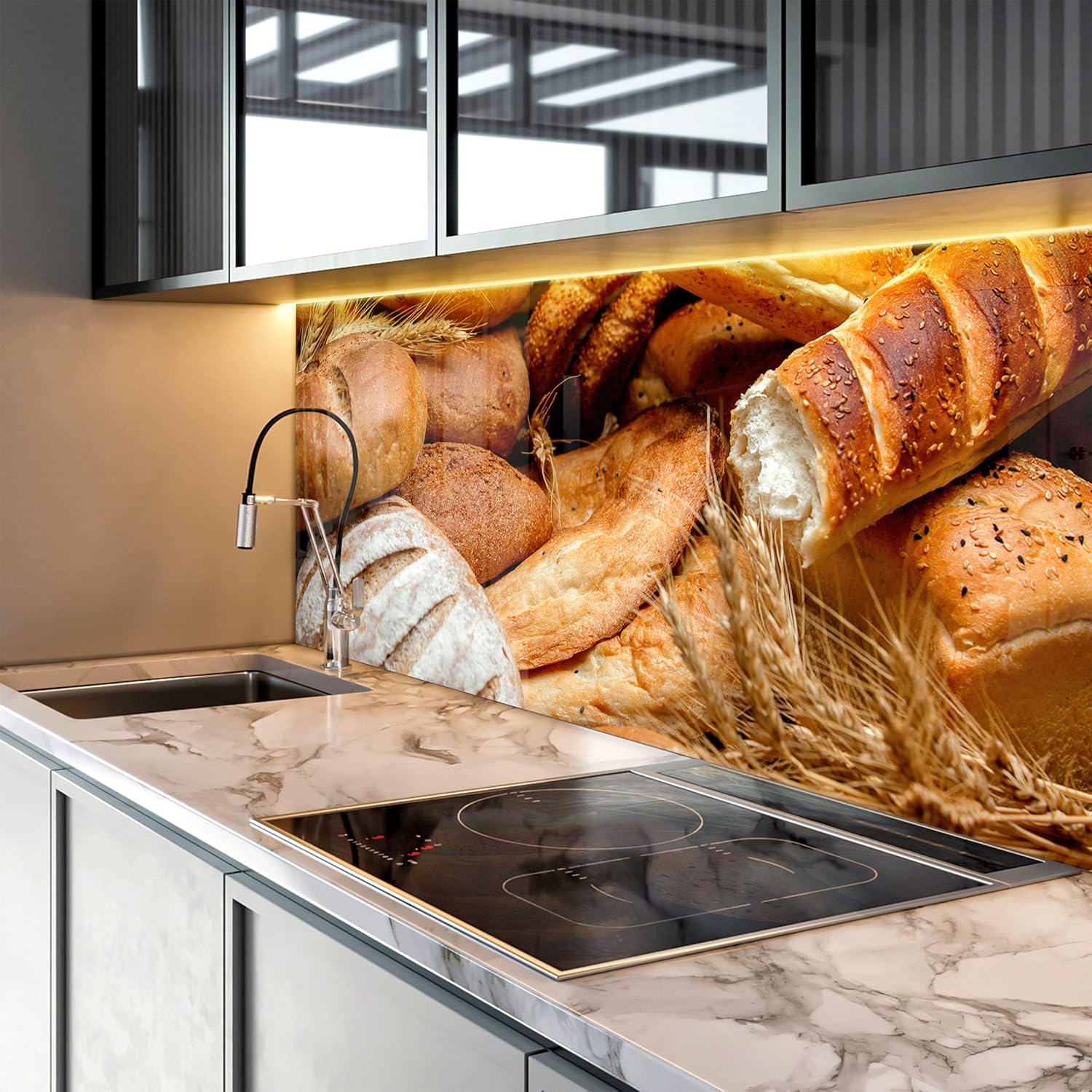 Myphotostation.com 30Wx58H'' Tempered Glass Stove Backsplash Kitchen Tile Decor Stove Back Cover Glass Splashback Tile for Stove Top Cover Toughened Glass Cooker Protector 63