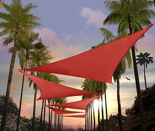 Amgo Toldo triangular derecho rojo de 24 x 24 x 33.9 pies, toldo para exteriores, UPF50+ AGTAPRT24, 95% de bloqueo UV, permeable al agua y al aire,