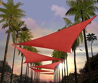 Amgo 8' x 8' x 8' Red Triangle Sun Shade Sail Outdoor Canopy Awning UPF50+ AGTAPT8, 95% UV Blockage, Water & Air Permeable, Commercial Standard Heavy Duty (We Make Custom Size)