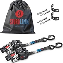 Automatic Ratchet Strap Stainless Steel 1.8 m 25 mm S a Linguet LC 300daN, 600daN U-Shaped | Automatic Strap Winder | Retractable Strap with Ergonomic Handle | Pack of 2 + Bag