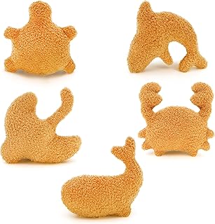 UNIMV Dino Chicken Nugget Plush, Realistic Fun Dino Fried Chicken Nuggets Pillow Stuffed Toy for Gift for Boys and Girls (Mini Marine-5pc)