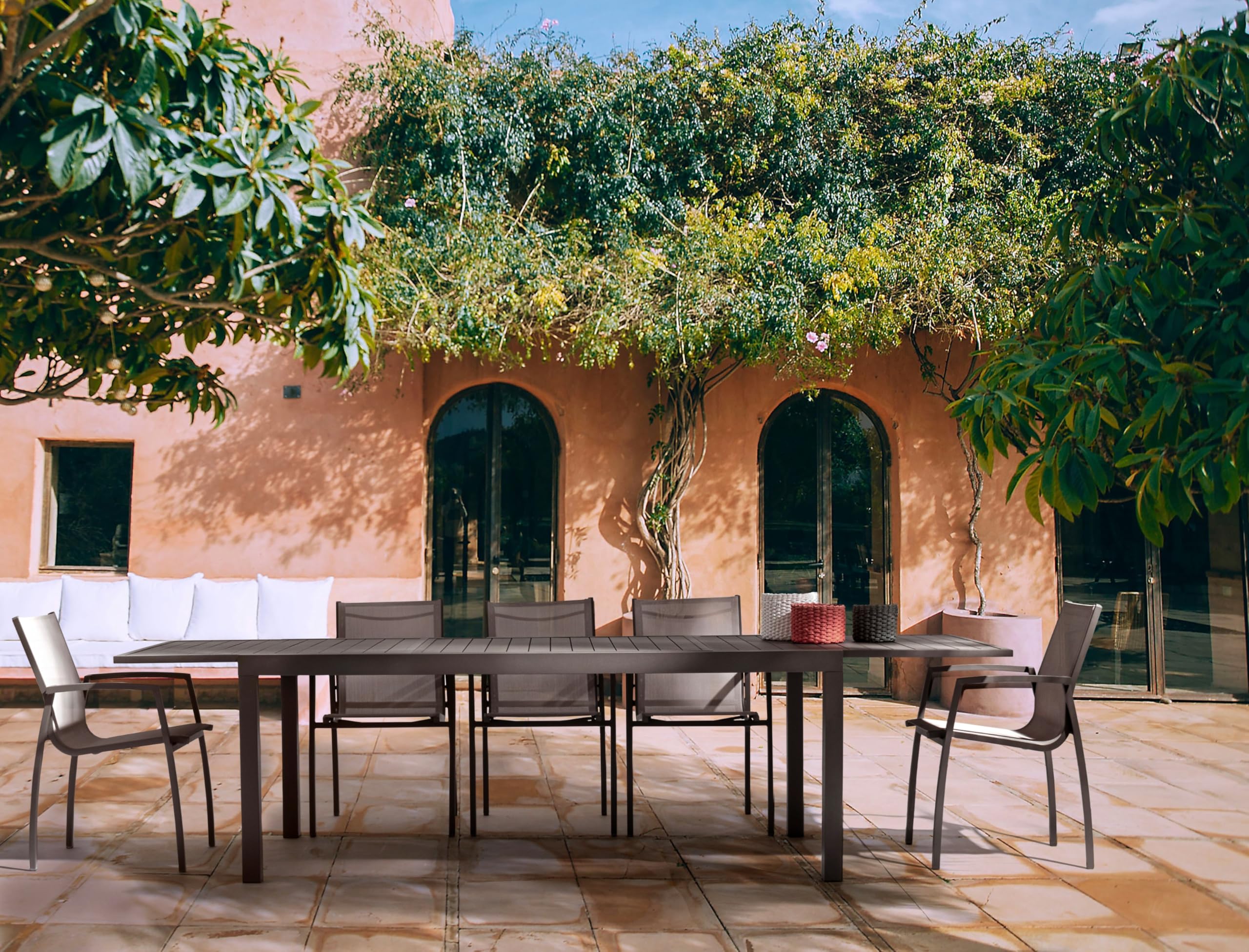 Decor Space Tavolo allungabile Fuerteventura in alluminio Taupè dogato da esterno per giardino (Tavolo/160-240 x 90 cm)