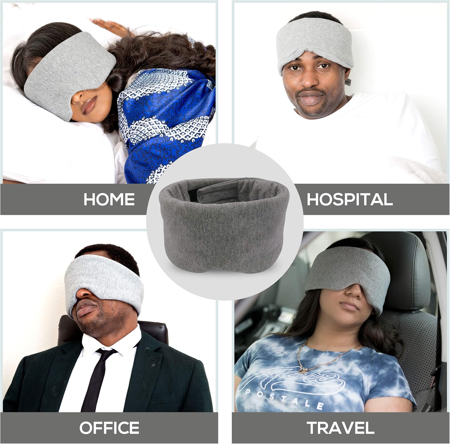 Plush 100% Handmade Gray Cotton Sleep Mask with Travel Pouch & Bonus Ear Plugs for Adults, Men & Women; Block Light and Sleep Deeply; Easy Closure for Perfect Fit; Excellent for yoga & Insomnia Relief