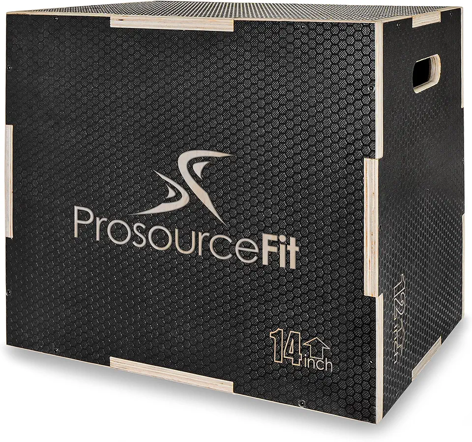 ProsourceFit 3 em 1 WoodPower Grip Non-SlipPlyometric Jump Box para crosstraining, agilidade e treinamento Plyo, 16 L x 12 L x 14 A
