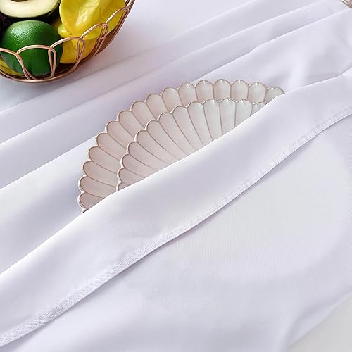 Miniatura 7 de MEANMOY Mantel redondo color blanco de 7.35 ozm resistente al agua y a las manchas para mesa circular, mantel sólido de 60 pulgadas en tela de