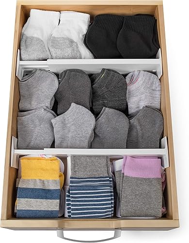 Miniatura 5 de Dial Industries - Divisores organizadores de ropa ajustables para cajón, juego de 4, 4.5 pulgadas de profundidad