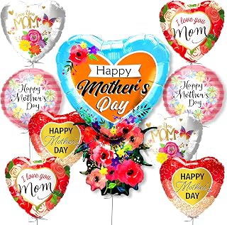 Happy Mothers Day Balloons for Mothers Day Decorations - Huge, 29 Inch Pack of 9 | I Love Mom Balloons, Grandmothers Birthday, Mother's Day Decorations, Foil Balloon