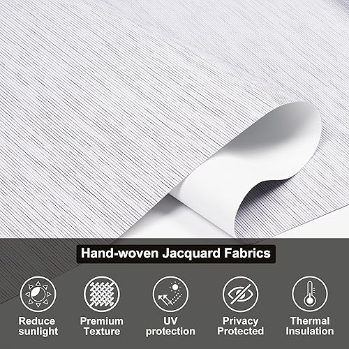Miniatura 4 de BERISSA Persianas enrollables opacas de jacquard a rayas, con protección UV, ahorro de energía, fácil instalación, oscurecimiento de habitación para
