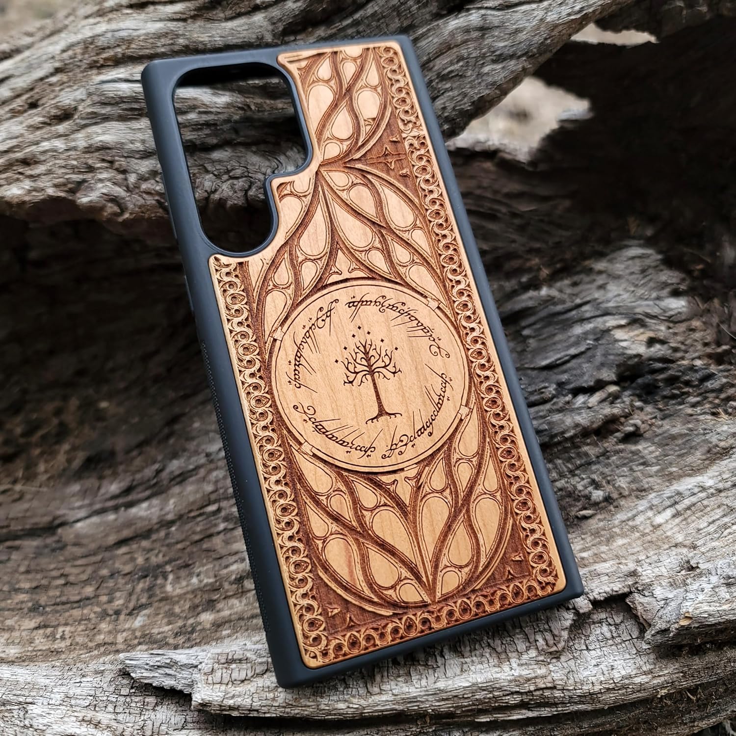 Wood Phone Case Laser Engraved Fits iPhone 17, 16, 15 Pro Max Mini & Galaxy S26, S25, S24 Ultra Plus – Eco-Friendly, Slim, Durable Wooden Phone Cover