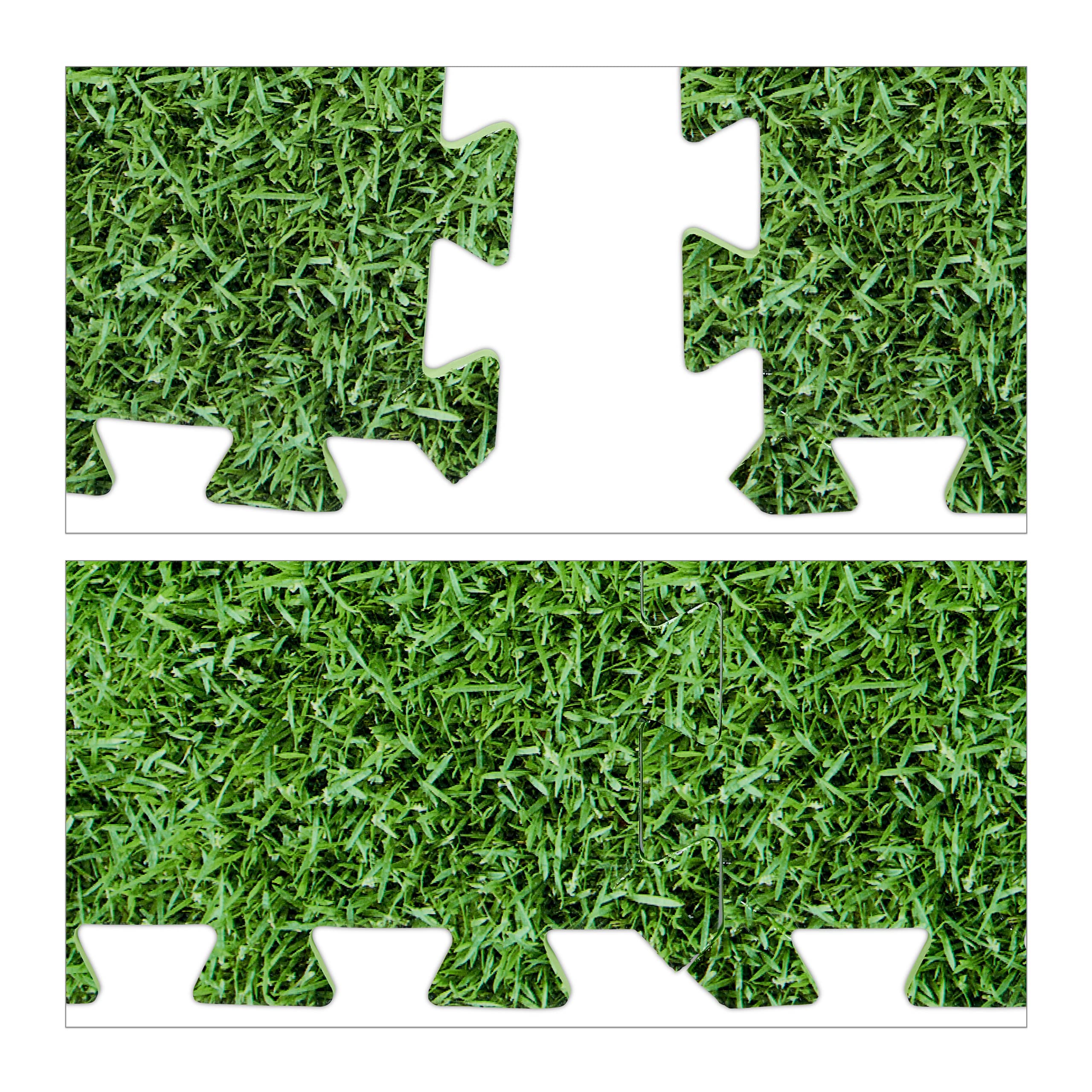 Relaxdays Set da 8 Tappettini Protettivi per il Pavimento, 60x60 cm, Fino a 3m², Effetto Prato, Gommapiuma EVA, Verde