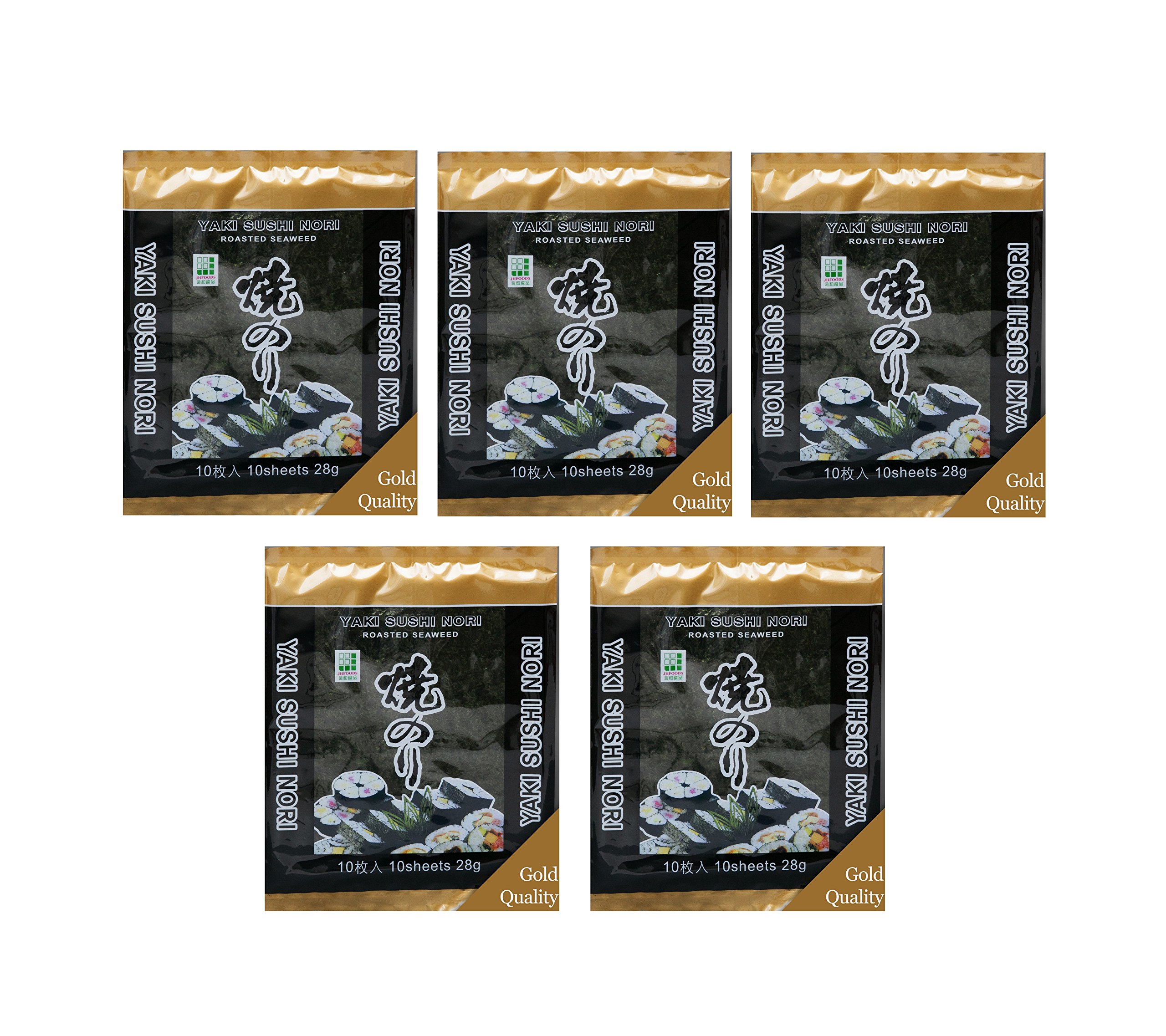 Opakowanie 5 szt. Yaki Sushi Nori "GOLD" palony pas morski (5 x 25 g / 5 x 10 arkuszy)