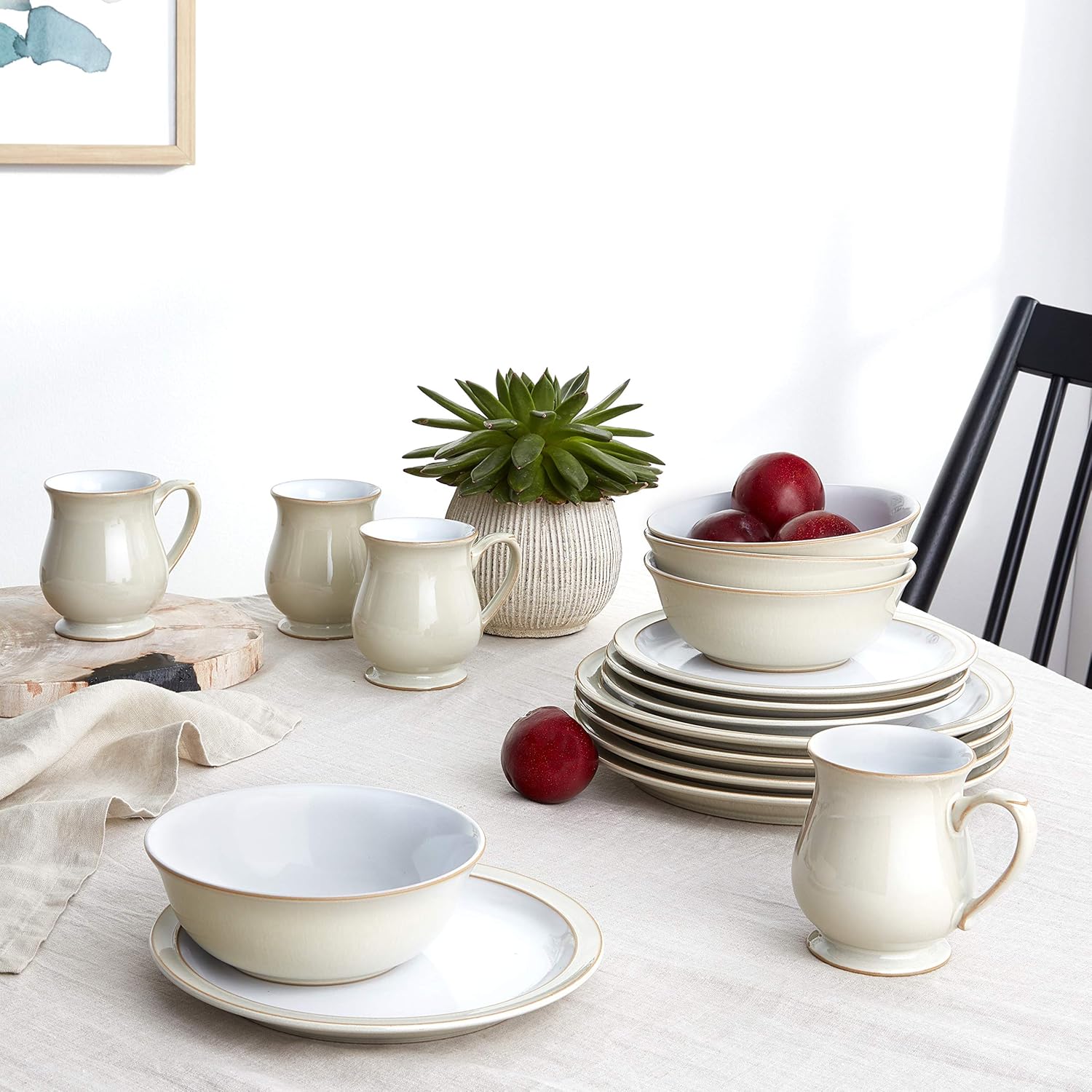 Denby LIN-16PC Linen 16 Piece Set, Cream, Medium