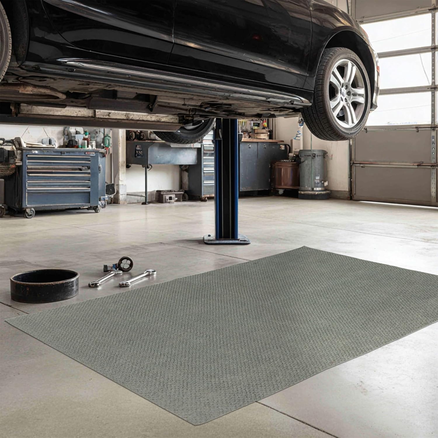 Mohawk Home Utility Mat Moisture Barrier Utility Solid Gray 5' X 6' 2" Other Perfect for Kitchen, Living Room, Kids Room, Dining Room, Hallway, Office, Garage, Entryway, Bathroom, Laundry Room