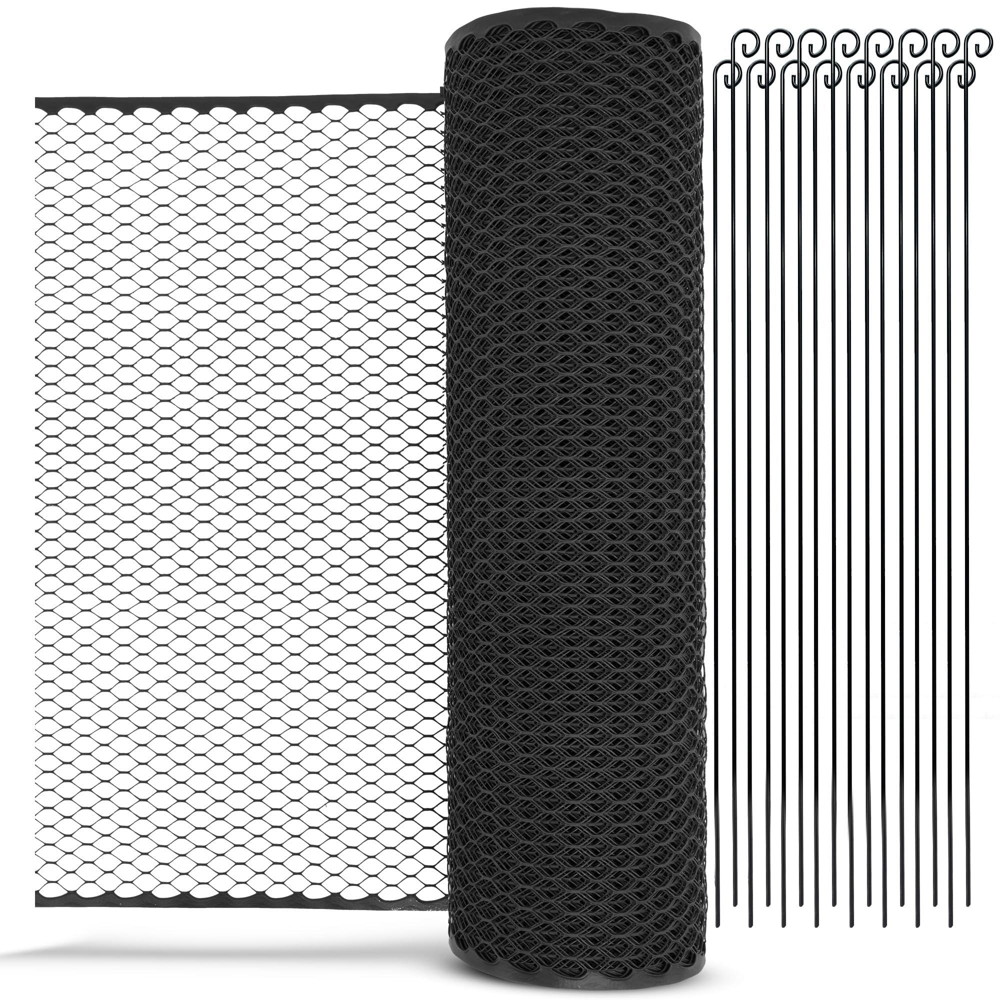 Hundezaun 25m lang 90cm hoch SCHWARZ [TESTSIEGER] inkl. 21x Stäbe & 25x Erdanker | Begrenzungszaun Robust & Mobil | Flexibler Zaun für Hunde | Sorgloser Hundeauslauf im Garten & Camping