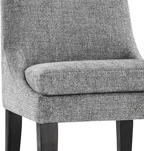 Miniatura 6 de Juego de 2 sillas de comedor modernas tapizadas de tela de rendimiento de mediados de siglo, cómodas sillas para cocina, sala de estar, gris oscuro