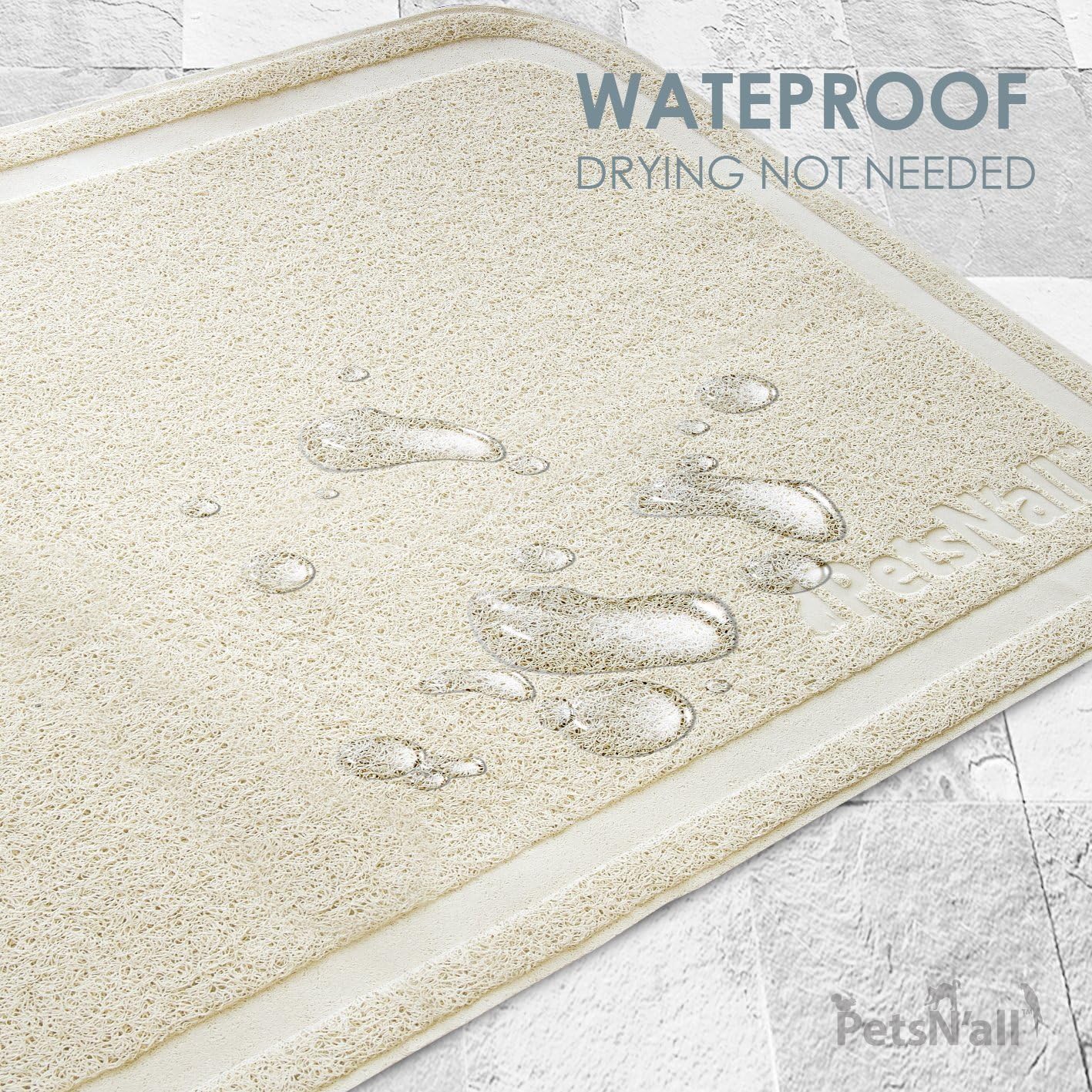Cat Litter Mat Extra Large (35.5 x 24"/90 x 60 cm) PetsN'all Litter Catcher Mat Mat Soft to Paws Easy to Clean (Beige)