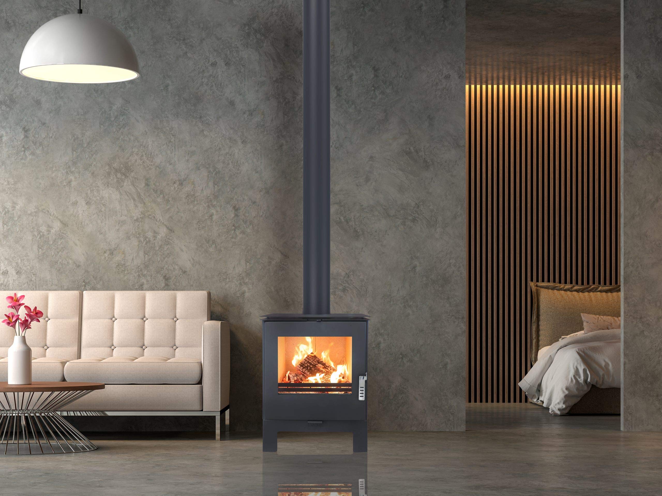 Poêle à bois Verso Kara L 7,5 kW design élégant chaleur confortable