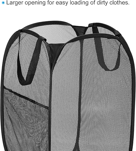 Miniatura 4 de PATIKIL Cesta de malla para lavandería, bolsa plegable con asas para lavandería, viajes, color beige