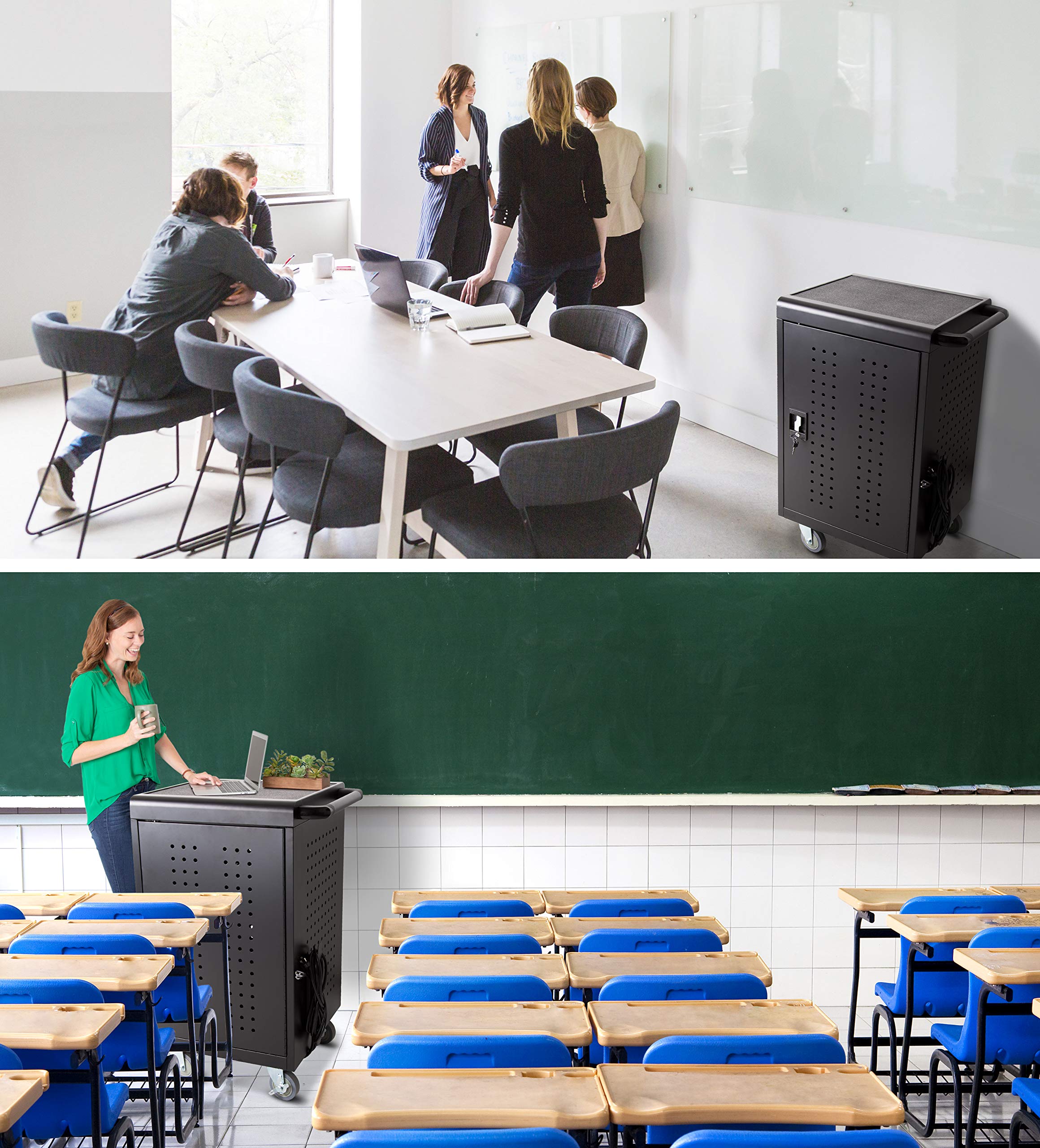 3 Pack Line Leader Compact Mobile Charging and Storage Cart, Mobile Lab