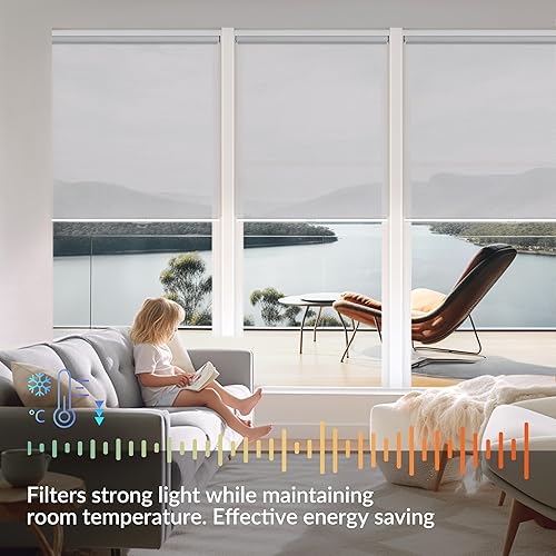 Miniatura 2 de ZimJAHO Persianas enrollables con aislamiento térmico y protección UV, de fácil instalación, para dormitorio, puerta de oficina, 59 pulgadas de