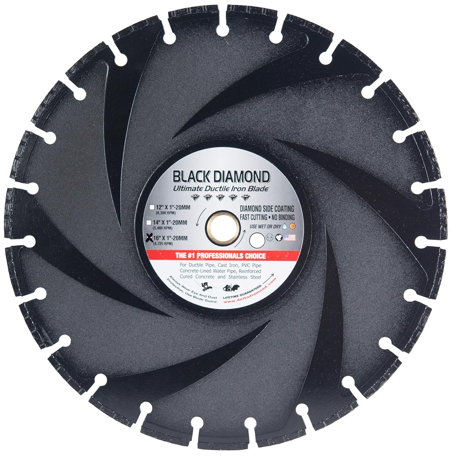 12" Black Diamond Ultimate Ductile Iron Saw Blade, Premium 12-inch X .125 X 1-20mm Arbor