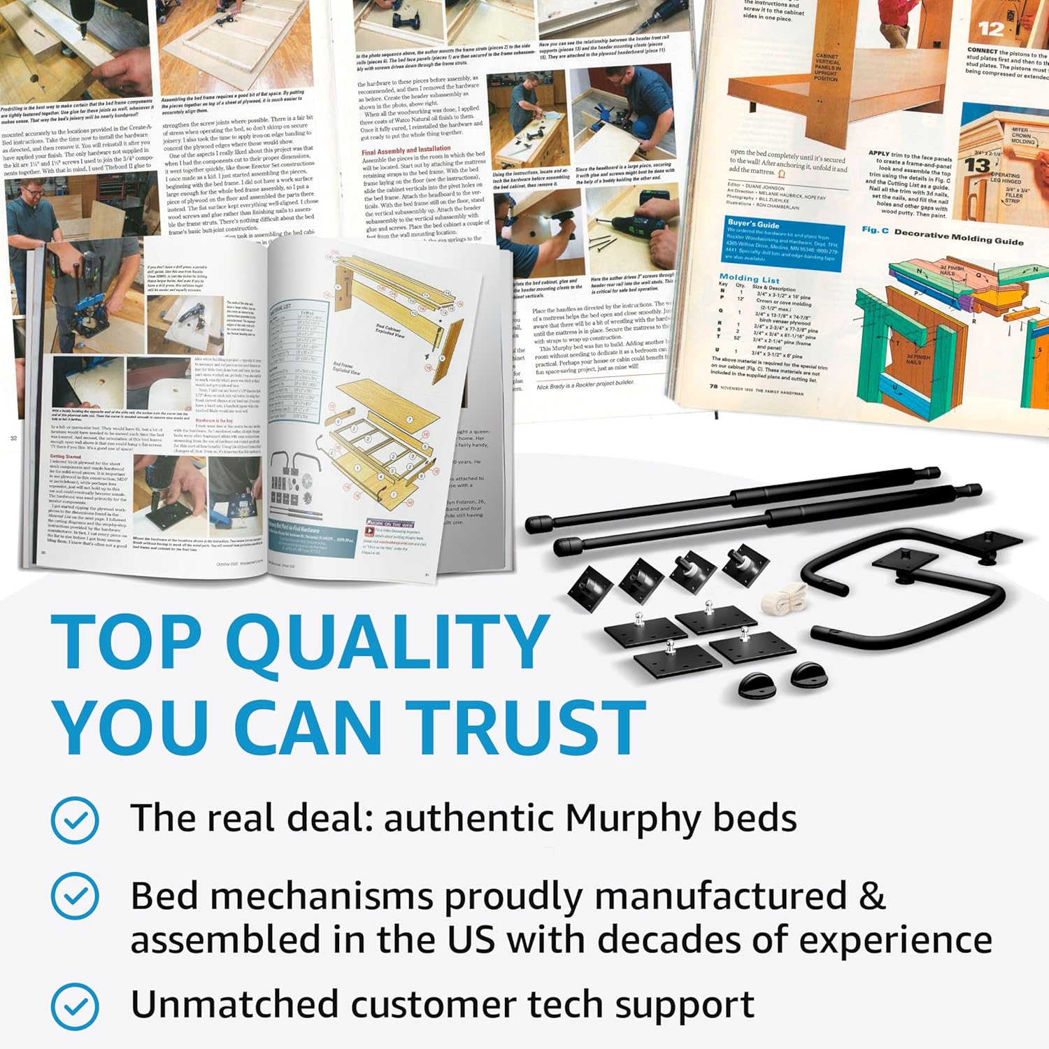 Create-A-Bed Premium Murphy Bed Kit, King Horizontal