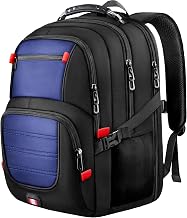 Large Travel Backpack, 17.3" Laptop Backpack, Blue | 45L Capacity, 180° TSA-Friendly Carry On, Laptop Compartment, Water-Resistant, Adjustable Strap for Work Travel College