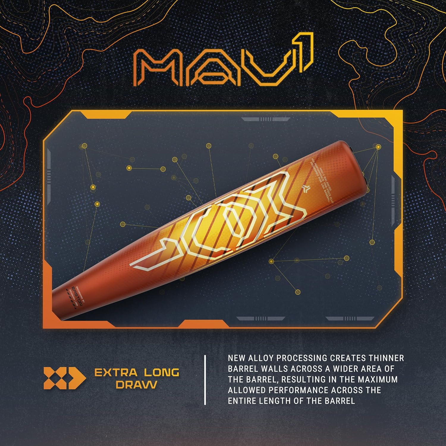 Easton | 2025 | MAV1 T-Ball Bat | USA Baseball | -11 Drop | 2 5/8' Barrel | 1 Pc. Alloy