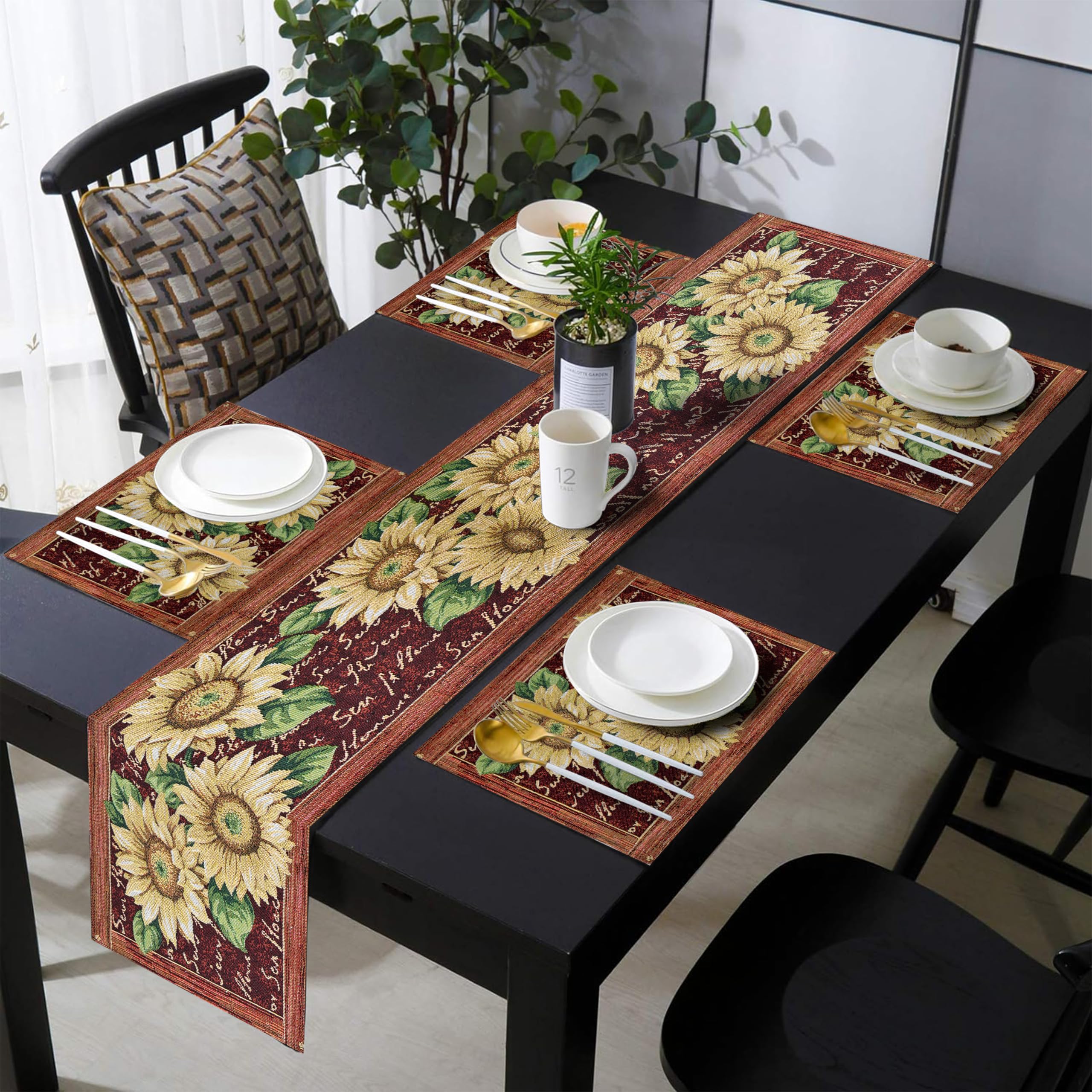 Rangoli Cotton Table Mats - Set of 4 Floral Design -28 Rangoli Cotton Table Mats - Set of 4 Floral Design -28