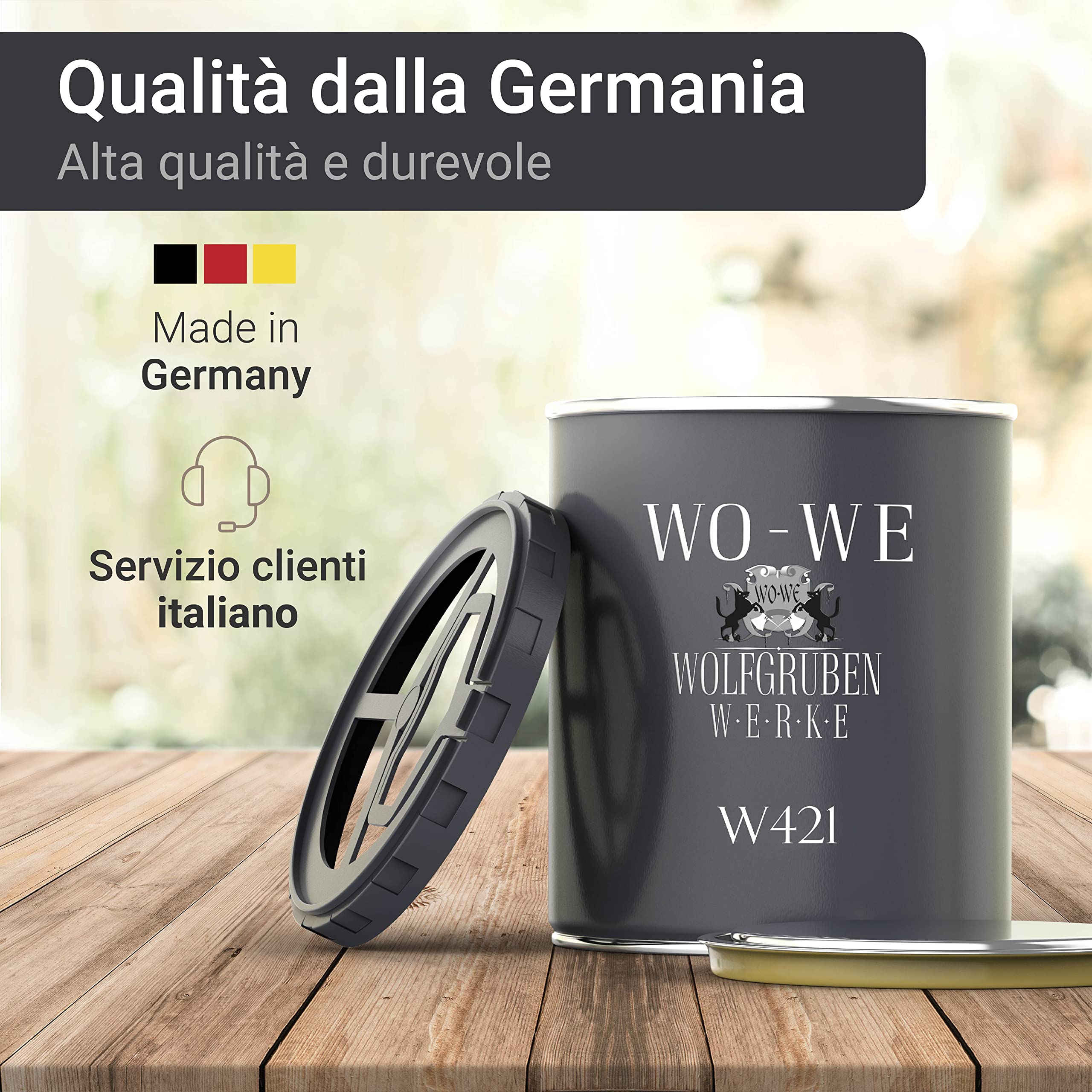 Pittura colorata opaca per legno vernice acqua mobili protettiva W421 Bianco puro sim. RAL 9010 - 2.5L