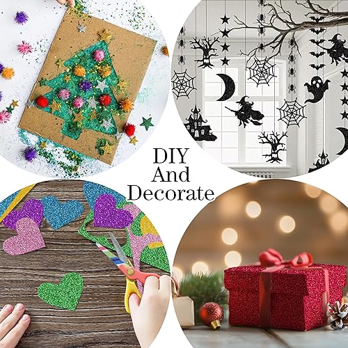 Miniatura 2 de YZH Crafts - Papel de cartulina con purpurina, sin desprendimiento, papel para manualidades y proyectos de bricolaje, papel brillante para hacer