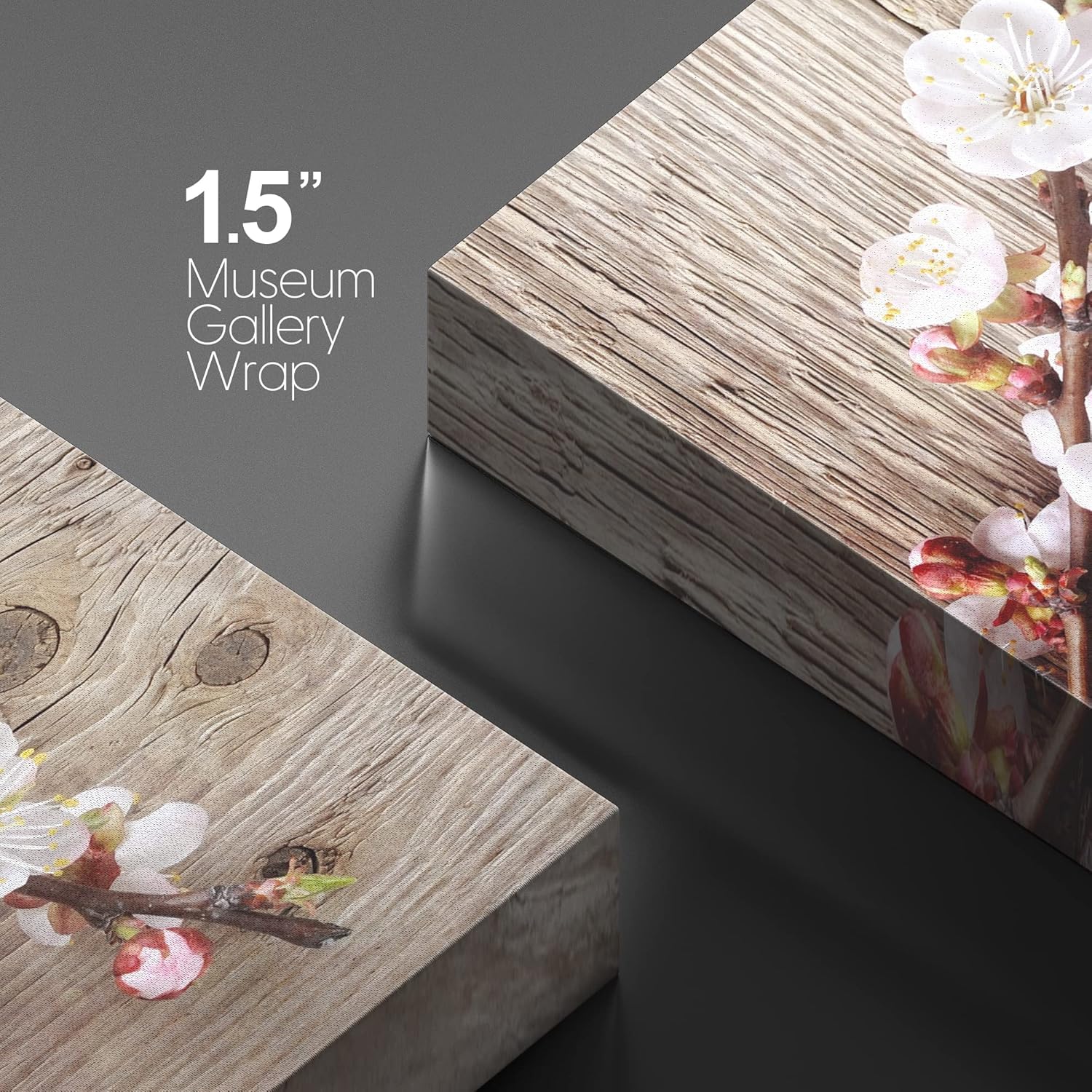 wall26 Canvas Print Wall Art Cherry Blossoms on Oak Wood Table Nature Plants Photography Modern Art Rustic Scenic Relax/Calm Multicolor for Living Room, Bedroom, Office - 12"x18"