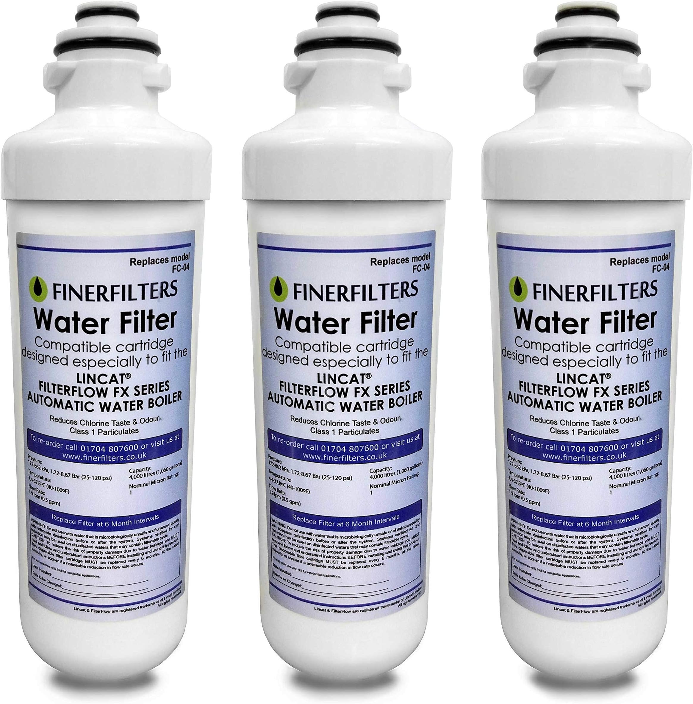 FC04 Water Filter Compatible with All Lincat FilterFlow FX Series Automatic Water Boilers Including EB3FX, EB4FX, EB6FX, EB6TFX, EB3FX/PB, EB3FX/TT (3 Pack)