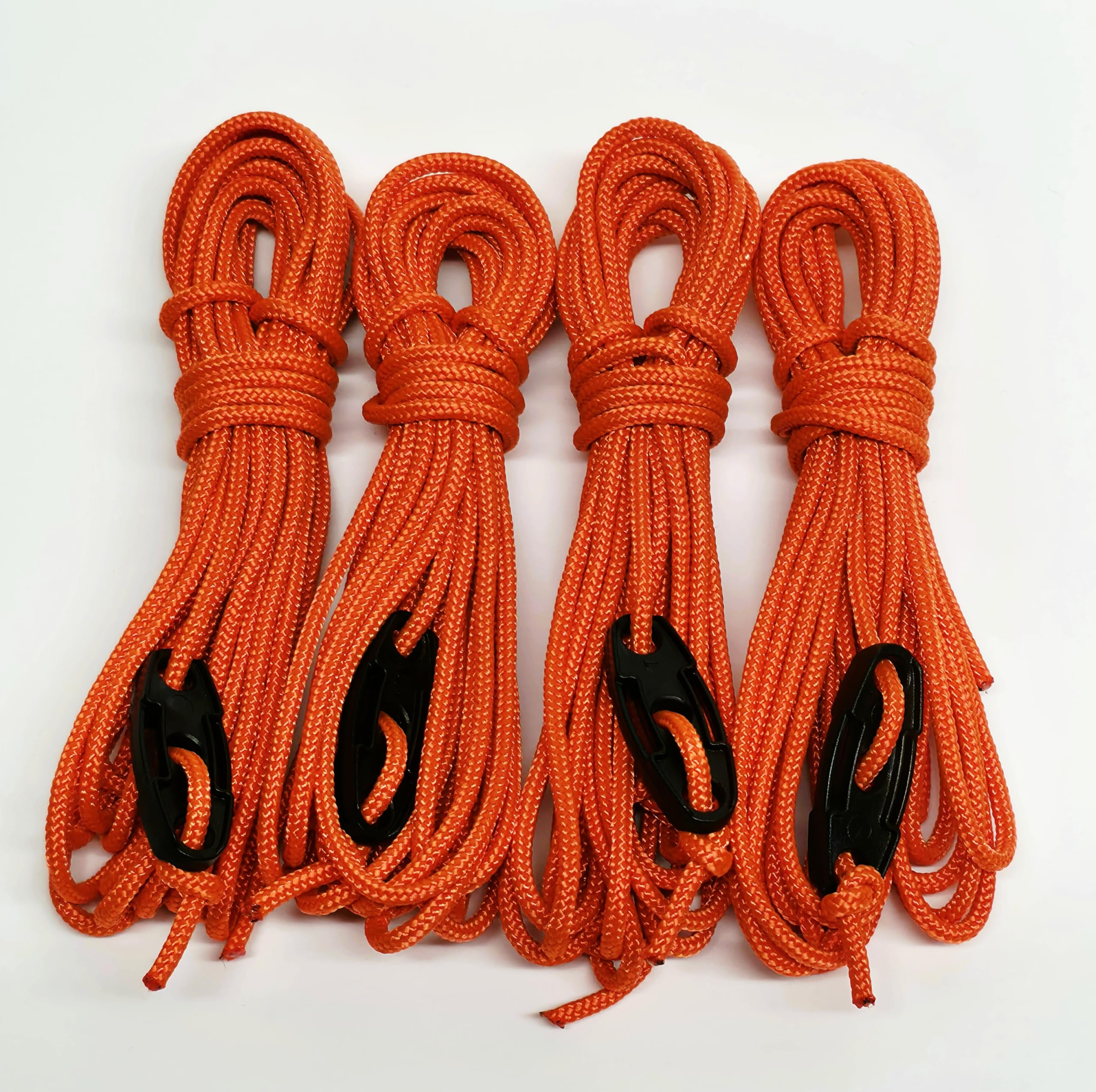 Guy Ropes 3mm 4m Tent Guy Lines Camping Cords Heavy Duty Pack of 4 (Orange)