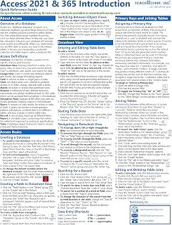 Microsoft Access 2021 and 365 Introduction Quick Reference Training Tutorial Guide (Cheat Sheet of Instructions, Tips & Shortcuts - Laminated Card)