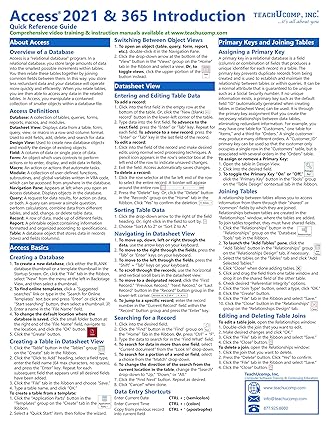 Microsoft Access 2021 and 365 Introduction Quick Reference Training ...