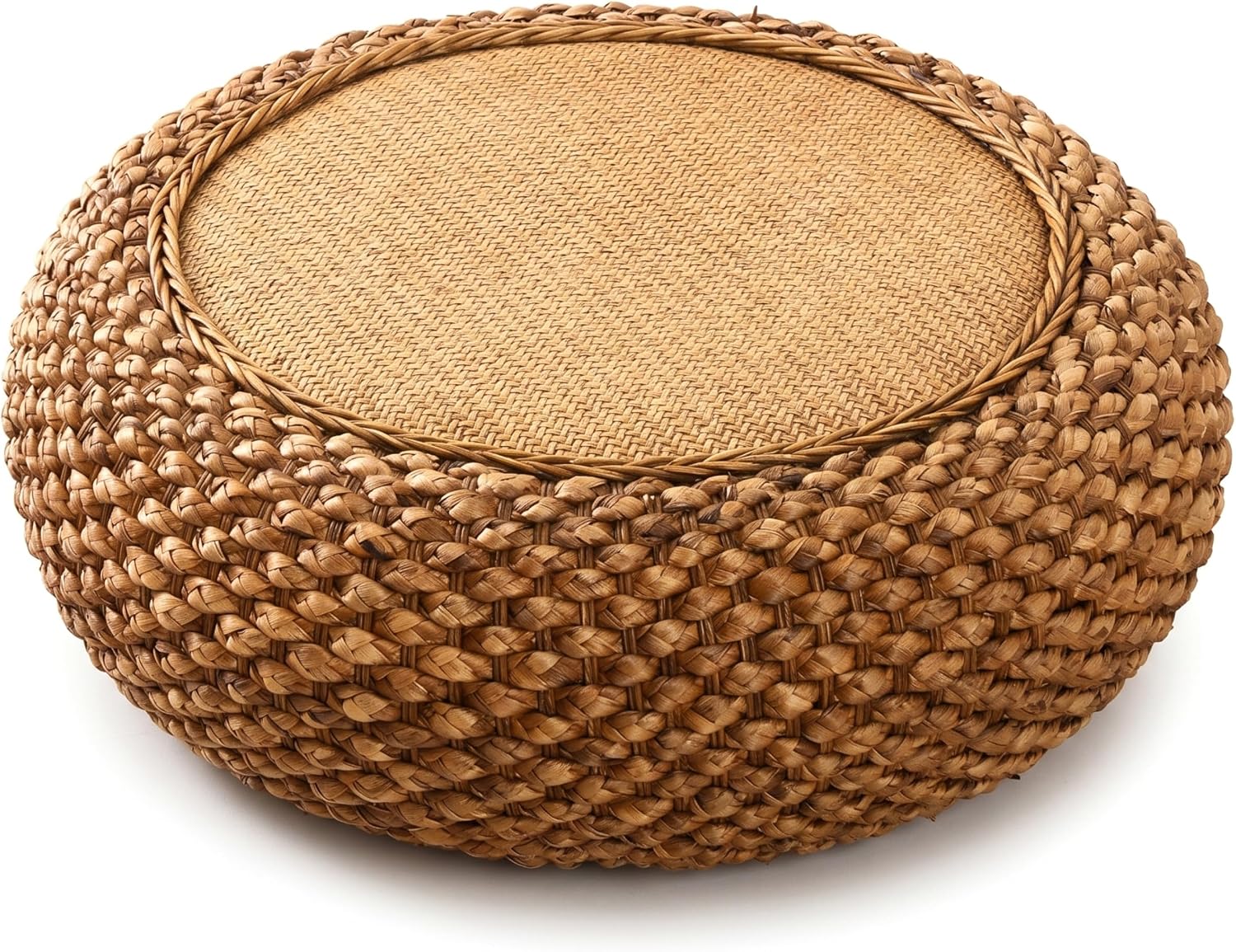 Japanese Floor Pillow Meditation Pillow, Hand-Woven Natural Rattan Tatami Cushion 16x5 Inch Floor for Outdoor Yoga and Living Room