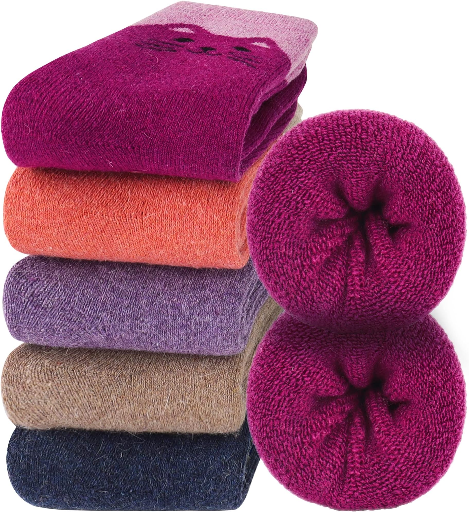 Wool Hiking Socks for Women Warm Winter Thermal Thick Socks for Cold Weather Cozy Gifts for Women Mom 5 Pairs
