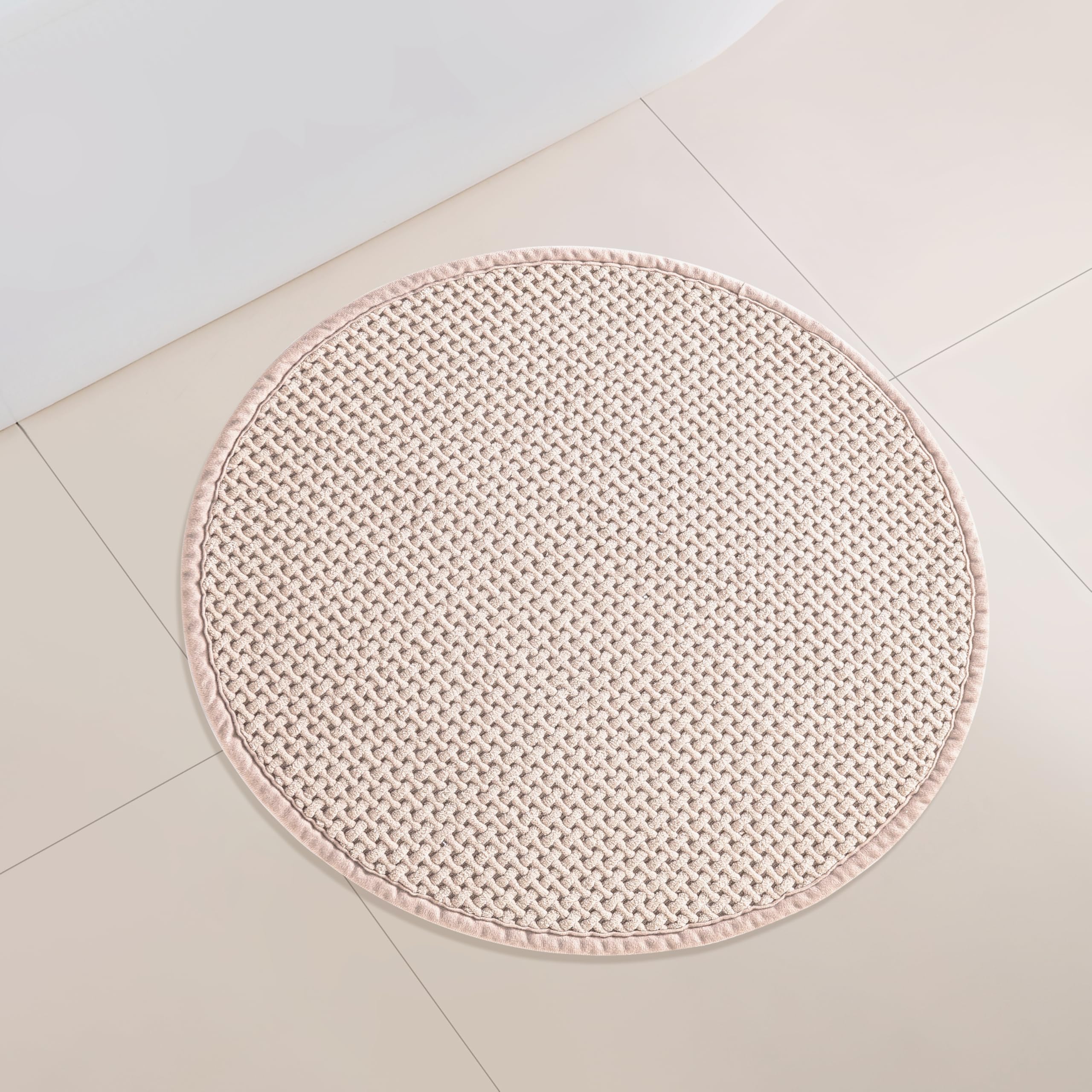 Round Bath Mat, Round Bathroom Rug 2 ft Circle Bath Mat Round Bath Rug Bathroom Rug Round Small Round Bath Mat 24 Inch Circular Bathroom Rug Beige