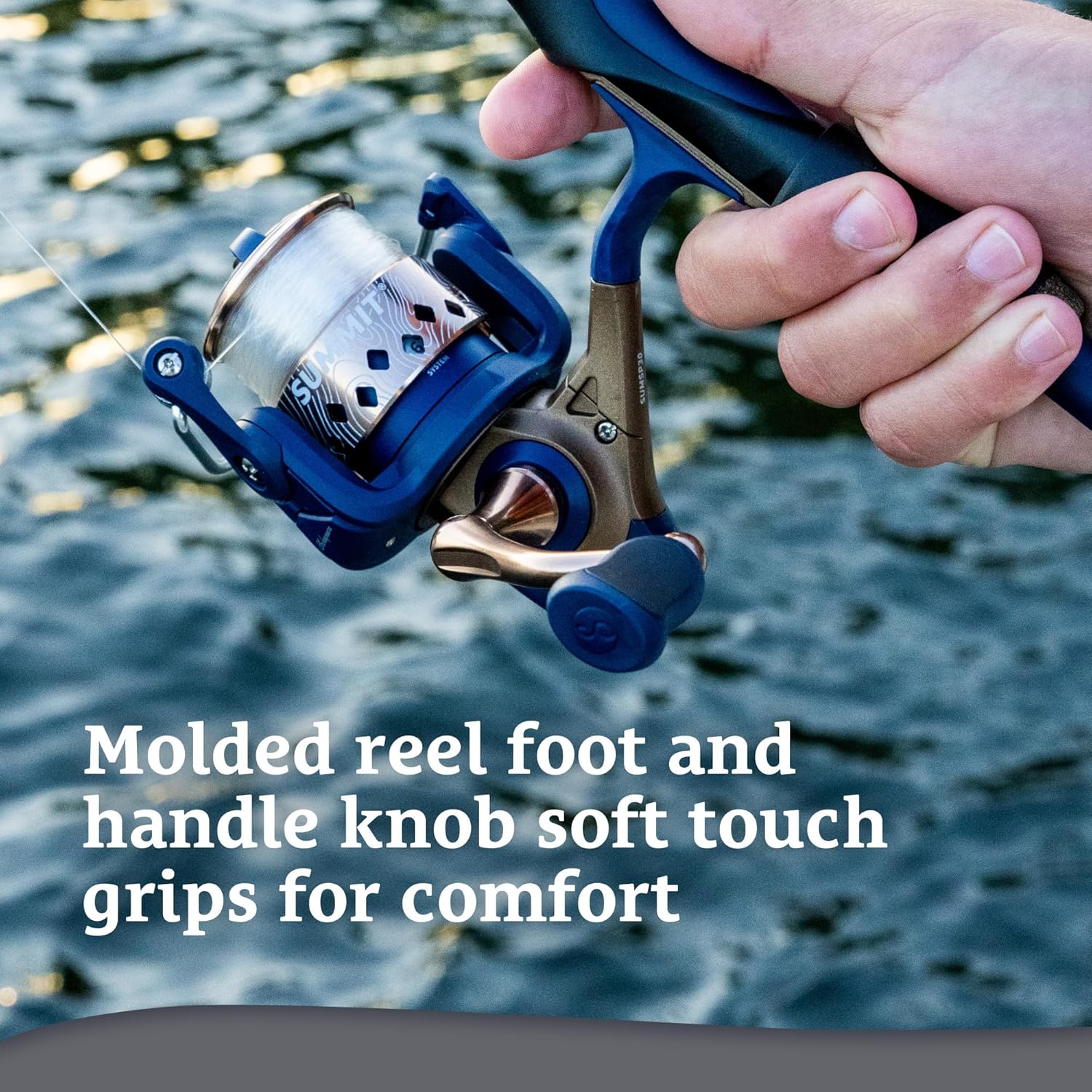 Shakespeare Summit Spinning Fishing Reel, Size 30, Lightweight Aluminum Spool & Handle Arm, Molded Soft Touch Grips