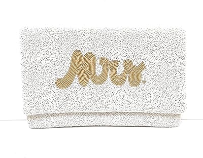 BRIDE Gifts, Gifts for Bride, Wedding Gift, Bride To Be Gift, Bride Clutch Purse, Engagement Gift, Seed Beads Clutch, Bride Beaded Clutch, MRS Bride Bag, White