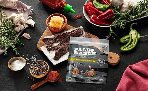Miniatura 2 de PALEO RANCH Grass-Fed Beef Jerky, All Natural, No Added Hormones, No Preservatives, 2-oz. Pouches, 8-Pack (Honey Sriracha)