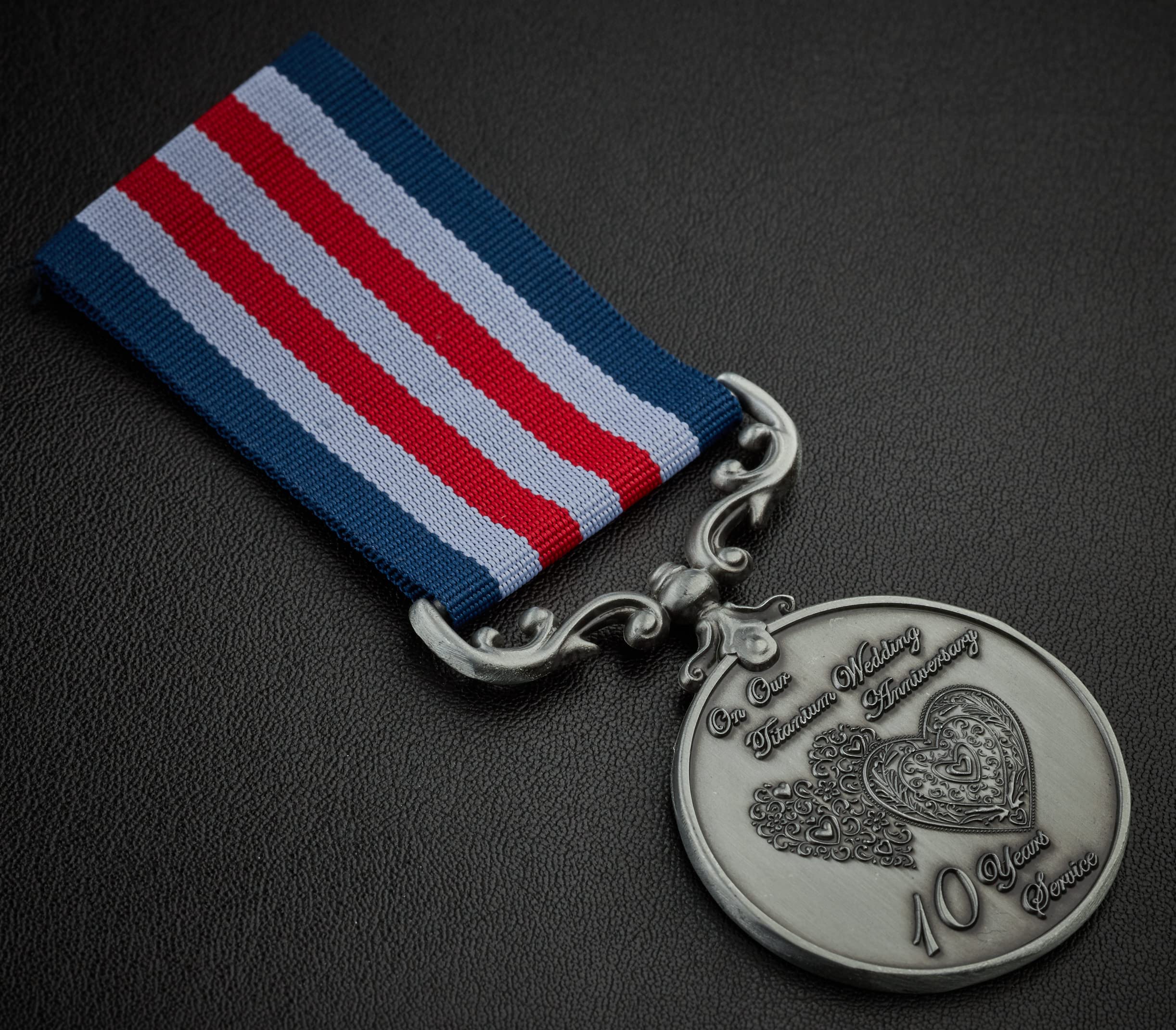 The Commemorative Coin Company Our 10th (Titanium) Wedding Anniversary Medal for Long Service and Bravery in the Field. Gift/Present Husband/Wife/Partner/Couple. Antique Silver. 10 Years