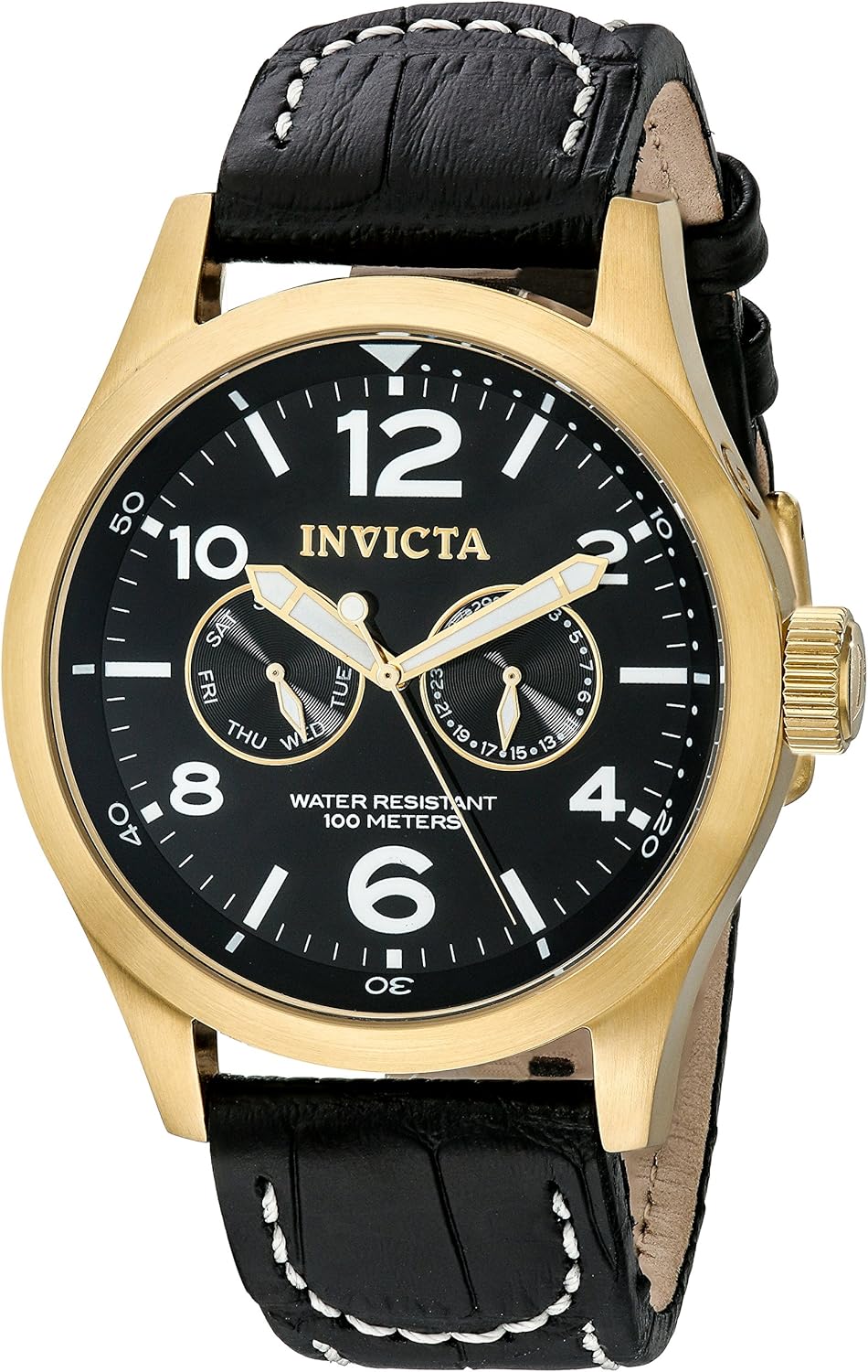 Invicta Men's 0764 I-Force Stainless Steel Watch with Black Leather Band