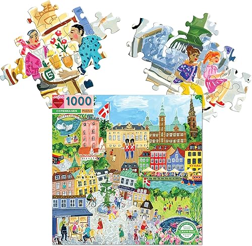 Miniatura 3 de eeBoo: Piece and Love Copenhagen - Rompecabezas cuadrado para adultos de 1000 piezas, rompecabezas para adultos y familias, piezas brillantes,